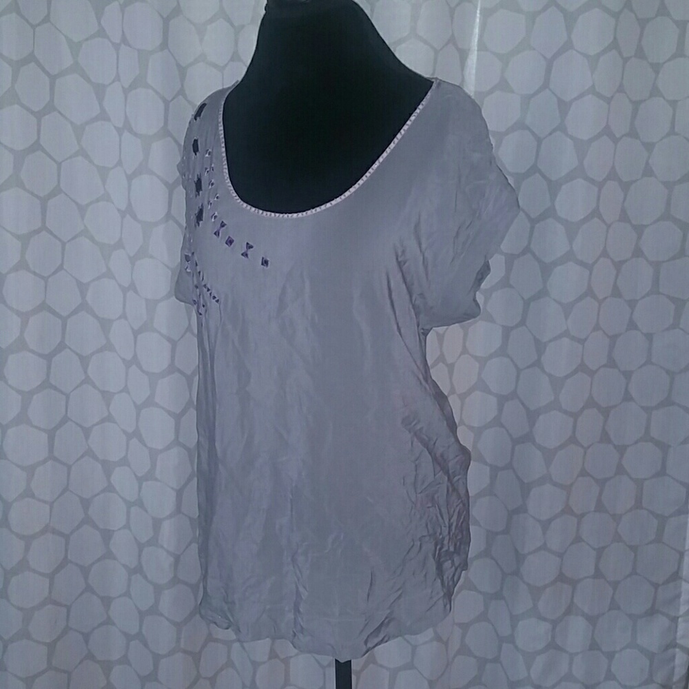 Grey and lavender silk shirt